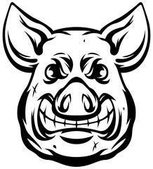 Pig head mascot. Swine face. Hog illustration.