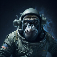 宇宙服を着たゴリラ