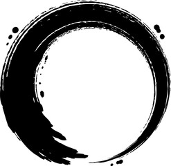 手描きの黒い円　丸　筆文字