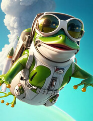 宇宙服を着たカエル