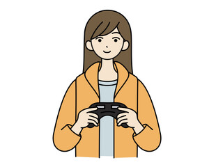 ゲームをする女性