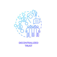 Decentralized trust blue gradient concept icon. People community. Direct access. Content creator. Support network. Social media abstract idea thin line illustration. Isolated outline drawing