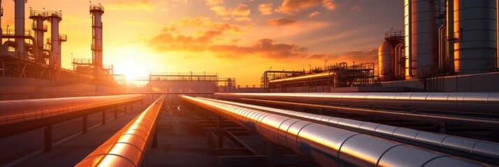 Industrial pipeline on a sunny day. Generative AI