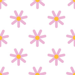 Cute daisy on white background seamless flower pattern background