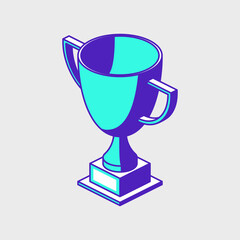 Trophy cup isometric vector illustration