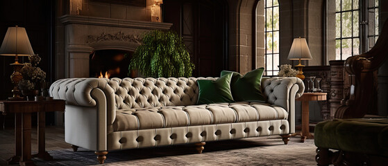 Fototapeta na wymiar Rich leather chesterfield sofa