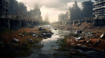 future city uninhabited, polluted, wastewater