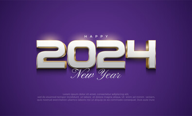 Happy new year 2024 modern and elegant. Clean and luxury 2024 design. Premium vector design for banner, poster, social post and happy new year greeting.