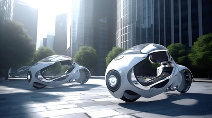 Futuristic solar powered vehicles cars motorcycles created with AI