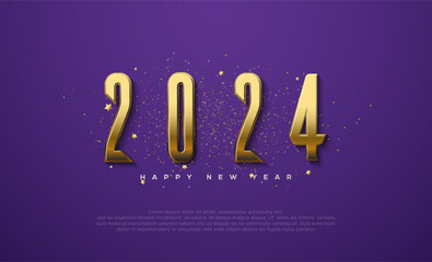 New year event design 2024. With luxurious and elegant gold numbers. Premium vector design for banners, posters, newsletters and other purposes.
