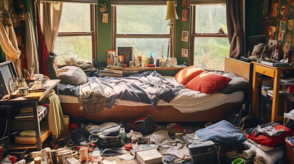 Organized Chaos, Unraveling the Untidiness of a Modern Teenager's Bedroom, Generative AI