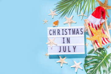 Christmas in July summer holiday and sale background
