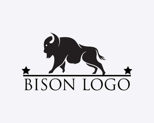 vintage stand silhouette bison logo design template illustration inspiration
