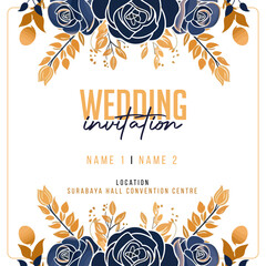 Fototapeta na wymiar Romantic Botanicals Floral Wedding Invitation Card