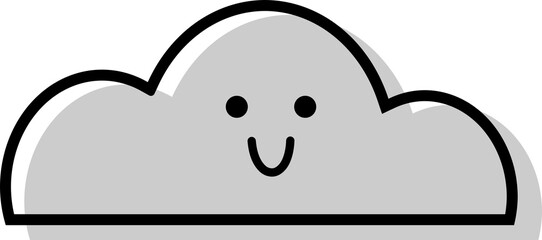 Cute gray smile cloud doodle cartoon icon PNG