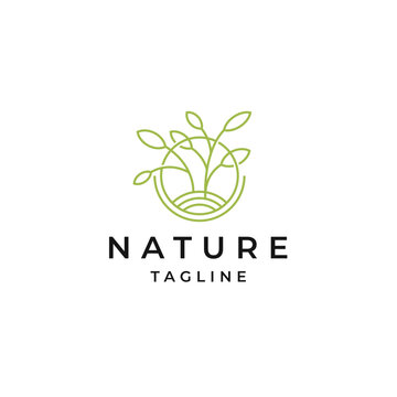 Nature leaf tree growth logo icon design template. garden, park, beauty, spa flat vector