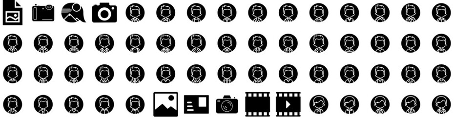 Set Of Photo Icons Isolated Silhouette Solid Icon With Photo, Blank, Design, Frame, Paper, Background, Picture Infographic Simple Vector Illustration Logo