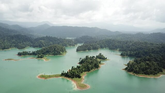 Aerial view of the lake in Kenyir Forest Reserve.