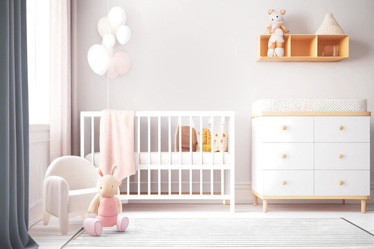 Baby room mockup interior design. Generative ai.