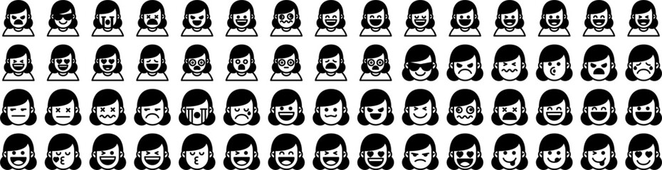 Set Of Feeling Icons Isolated Silhouette Solid Icon With People, Feeling, Person, Emotion, Smile, Concept, Happy Infographic Simple Vector Illustration Logo