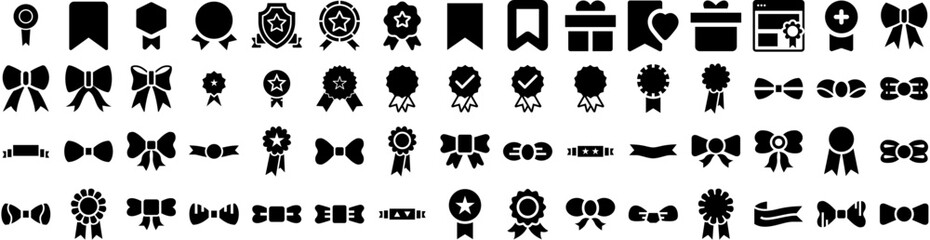Set Of Ribbon Icons Isolated Silhouette Solid Icon With Vector, Ribbon, Element, Illustration, Design, Decoration, Background Infographic Simple Vector Illustration Logo
