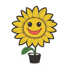 sunflower smile fun mascot icon illustration