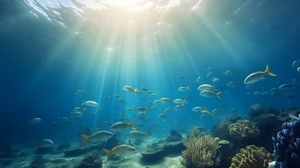 Foto op Aluminium Beautiful underwater view of the coral reef. Life in the ocean. School of fish. Generative AI © Nilla