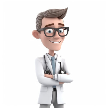 recommend clip art: Cartoon character of doctor created using generative AI tools