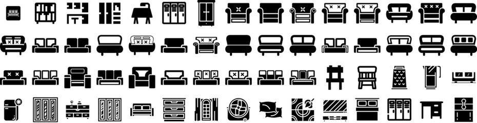 Set Of Furniture Icons Isolated Silhouette Solid Icon With Furniture, Design, Table, Interior, Room, Home, Living Infographic Simple Vector Illustration Logo