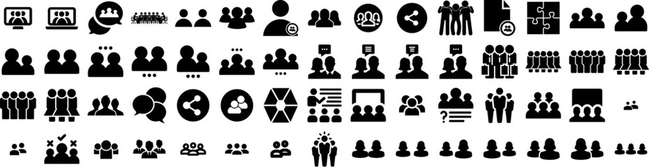 Set Of Group Icons Isolated Silhouette Solid Icon With Group, Team, People, Together, Community, Teamwork, Happy Infographic Simple Vector Illustration Logo