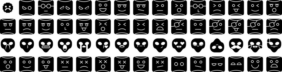 Set Of Emoji Icons Isolated Silhouette Solid Icon With Face, Icon, Symbol, Sign, Emoticon, Isolated, Vector Infographic Simple Vector Illustration Logo