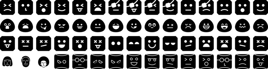 Set Of Expression Icons Isolated Silhouette Solid Icon With Illustration, Vector, Cartoon, Set, Symbol, Icon, Isolated Infographic Simple Vector Illustration Logo