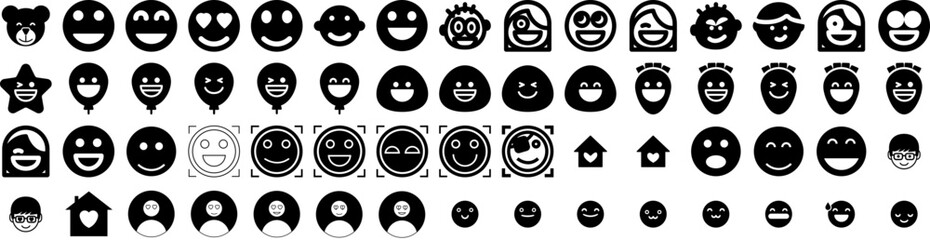 Set Of Happy Icons Isolated Silhouette Solid Icon With Holiday, 2023, Happy, Vector, Greeting, Party, Background Infographic Simple Vector Illustration Logo