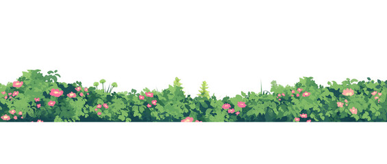 grass and flowers hand drawn 