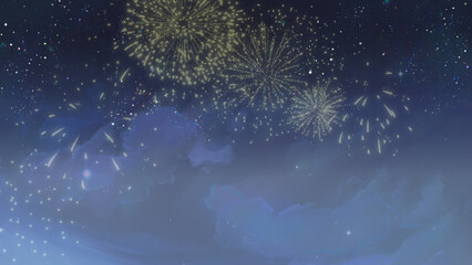 fireworks in the night sky hand drawn 