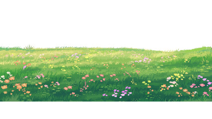 meadow grass with flowers hand drawn 