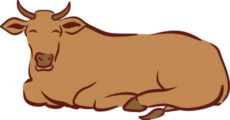 Islamic Animal Cow Flat Hand Drawn Illustration