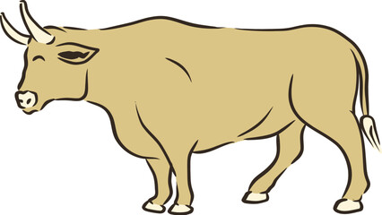 Islamic Animal Cow Flat Hand Drawn Illustration