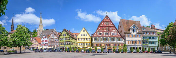 Enchanting Market Square in the Charming Town of Esslingen, Germany - 606300950