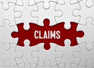 Fototapeta premium Word claims on red puzzle background