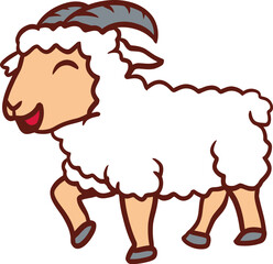 Islamic Animal Sheep Flat Hand Drawn Illustration