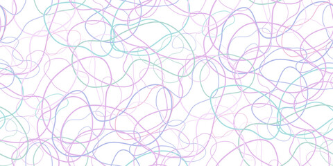 Chaotic artistic color seamless pattern. Creative swirls, curved one line doodle drawing swirls elements. Ink pen freehand shapes line art. Vector design for fabric, textile print, wrapping, wallpaper