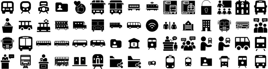 Set Of Public Icons Isolated Silhouette Solid Icon With Corporate, Public, People, Presentation, Communication, Business, Event Infographic Simple Vector Illustration Logo