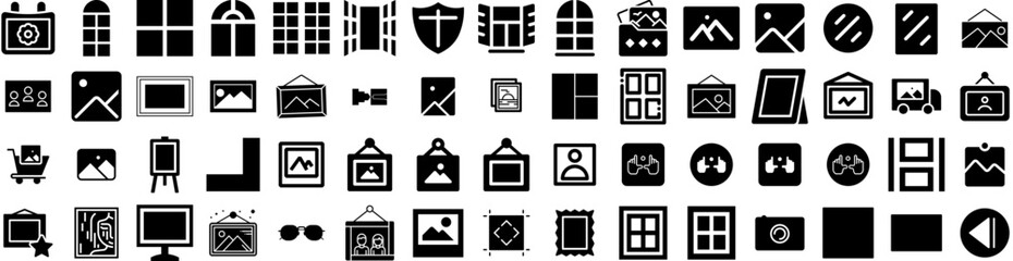 Set Of Frame Icons Isolated Silhouette Solid Icon With Design, Vintage, Border, Art, Background, Vector, Frame Infographic Simple Vector Illustration Logo