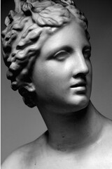 The goddess of love in Greek mythology, Aphrodite (Venus in Roman mythology). Black and white vertical image.