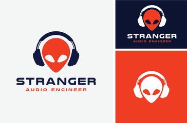 Stranger Alien Headphone Earphone Headset for Hip Hop DJ or Music Studio Record Audio Sound Engineer logo design  © Enola99d