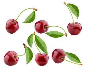 Cherry isolated on white background, full depth of field