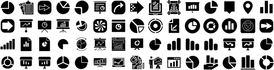 Set Of Chart Icons Isolated Silhouette Solid Icon With Diagram, Illustration, Vector, Data, Chart, Business, Graph Infographic Simple Vector Illustration Logo