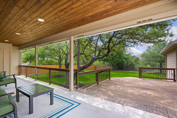 home patio with a lawn 