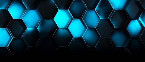 Futuristic blue neon black hexagon